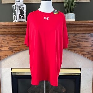 Under Armour Red Loose Fit Heatgear Athletic Tee Shirt‎ Sz. L NWT